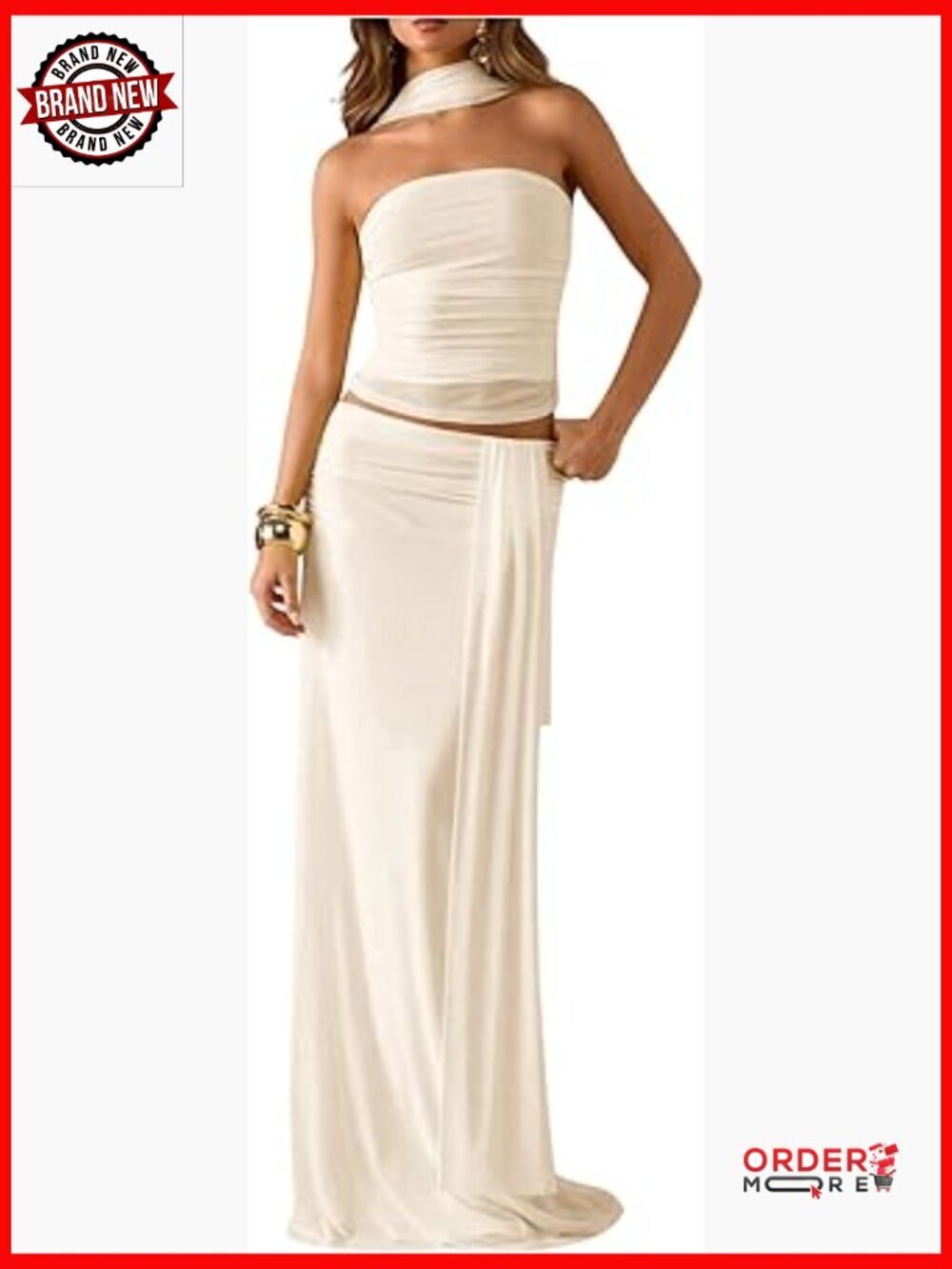 2 Piece Skirt Set Halter Crop Top & Maxi Skirt Bodycon Clubwear